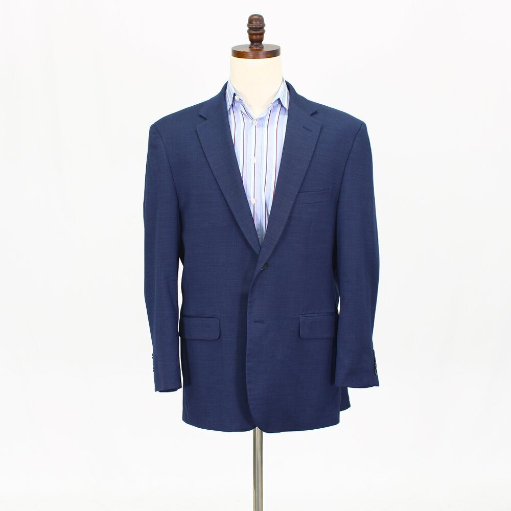 Kenneth Cole 44R Blue Solid 2-Button Sport Coat Blazer Jacket T744
